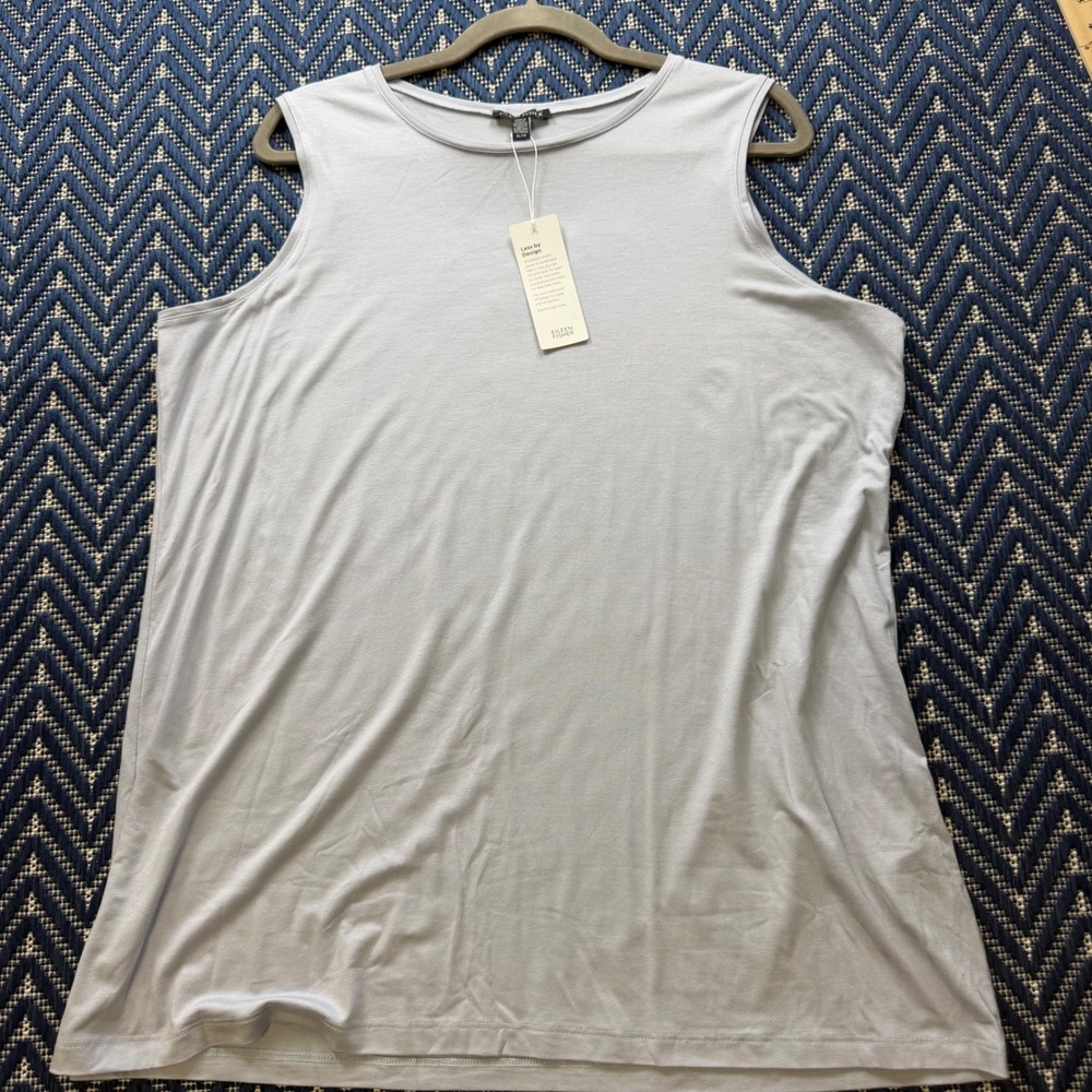Eileen Fisher Crew Neck Long Tank Women XL Insky Blue S1FTJ-U4217M